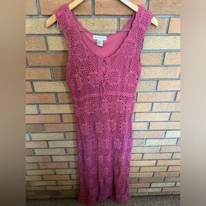 Vintage Newport News Pink Crochet Dress Festival Beach Size Medium